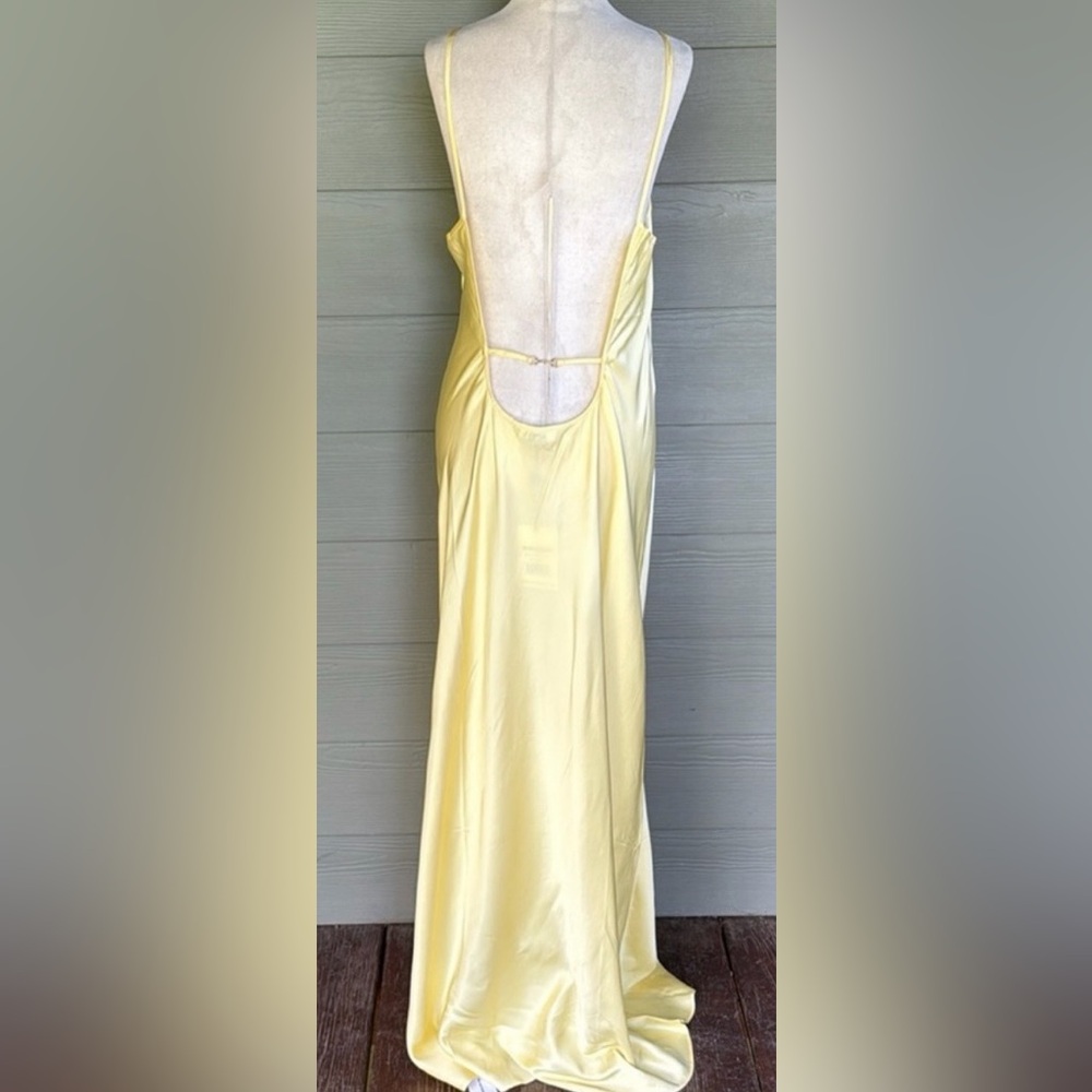 Rumored Yellow Banana Mirielle Backless Silky Formal Prom Maxi Dress - Picture 4 of 13